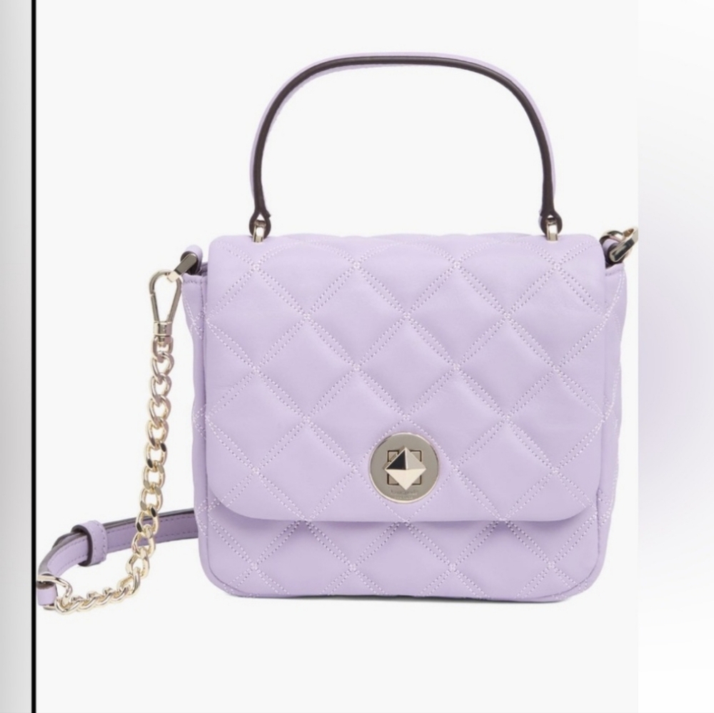 Kate Spade Lilac Frost Natalia Quilted Square Crossbody Bag